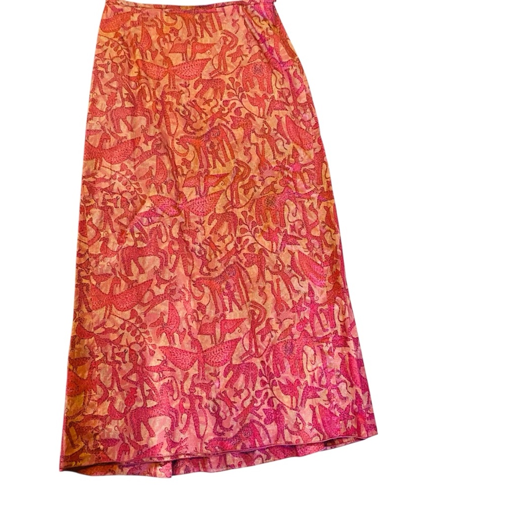 PERUVIAN CONNECTION Red Safari Back Kick Pleated  Skirt